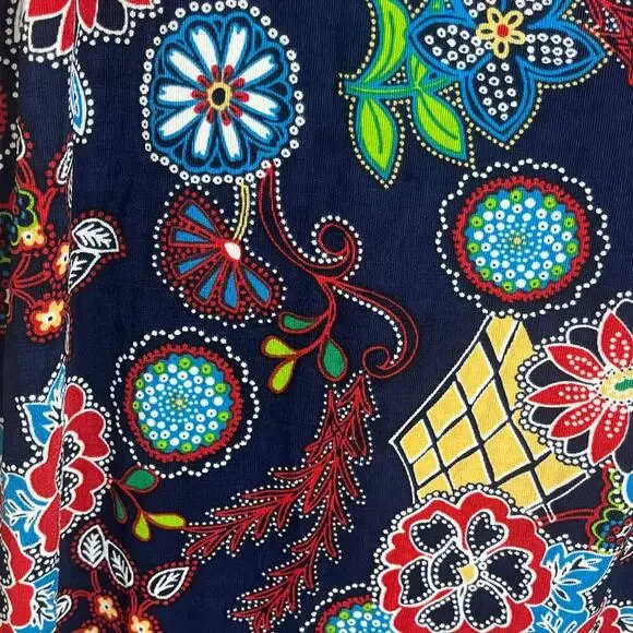 Slinky Brand Women Floral Asymmetric Blouse off the shoulders Crew neck Sz 1X - Picture 7 of 11